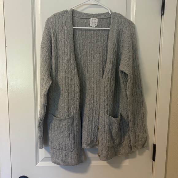 Hippie Rose Light Gray Cable Knit Cardigan - Picture 1 of 1